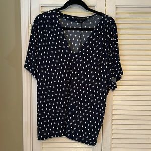 Navy blue Banana Republic polka dot blouse